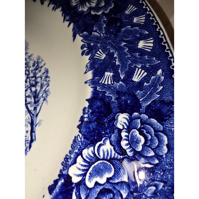 1920s Blue and White Americana Lincoln's Home Staffordshire Plate For Sale - Image 4 of 5