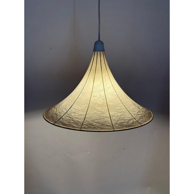 1960s Cocoon Hanging Lamp in the Shape of Tulipan with Turquoise Stripes, 1960s For Sale - Image 5 of 18