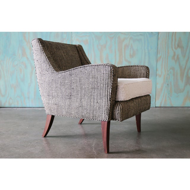 Textile 1950s Ernst Schwadron Style Black and White Wool Boucle Lounge Chair Pair For Sale - Image 7 of 16