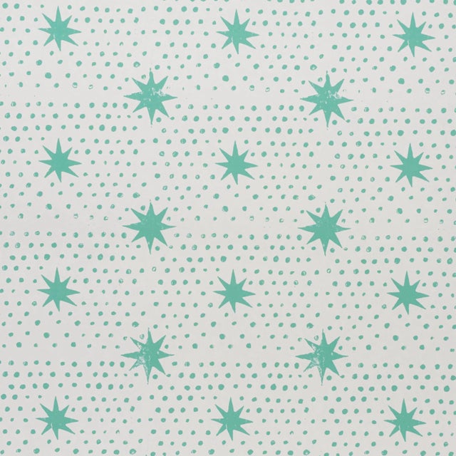 Sample - Schumacher x Molly Mahon Spot & Star Wallpaper in Seaglass For Sale