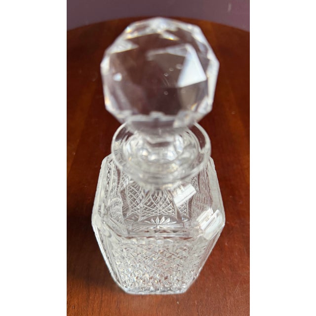 Transparent Antique Vintage Brilliant Cut Glass Perfume Bottle and Original Stopper. For Sale - Image 8 of 9