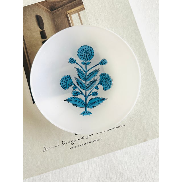 Contemporary Glass Trinket Dish, Blue Motif For Sale - Image 3 of 3