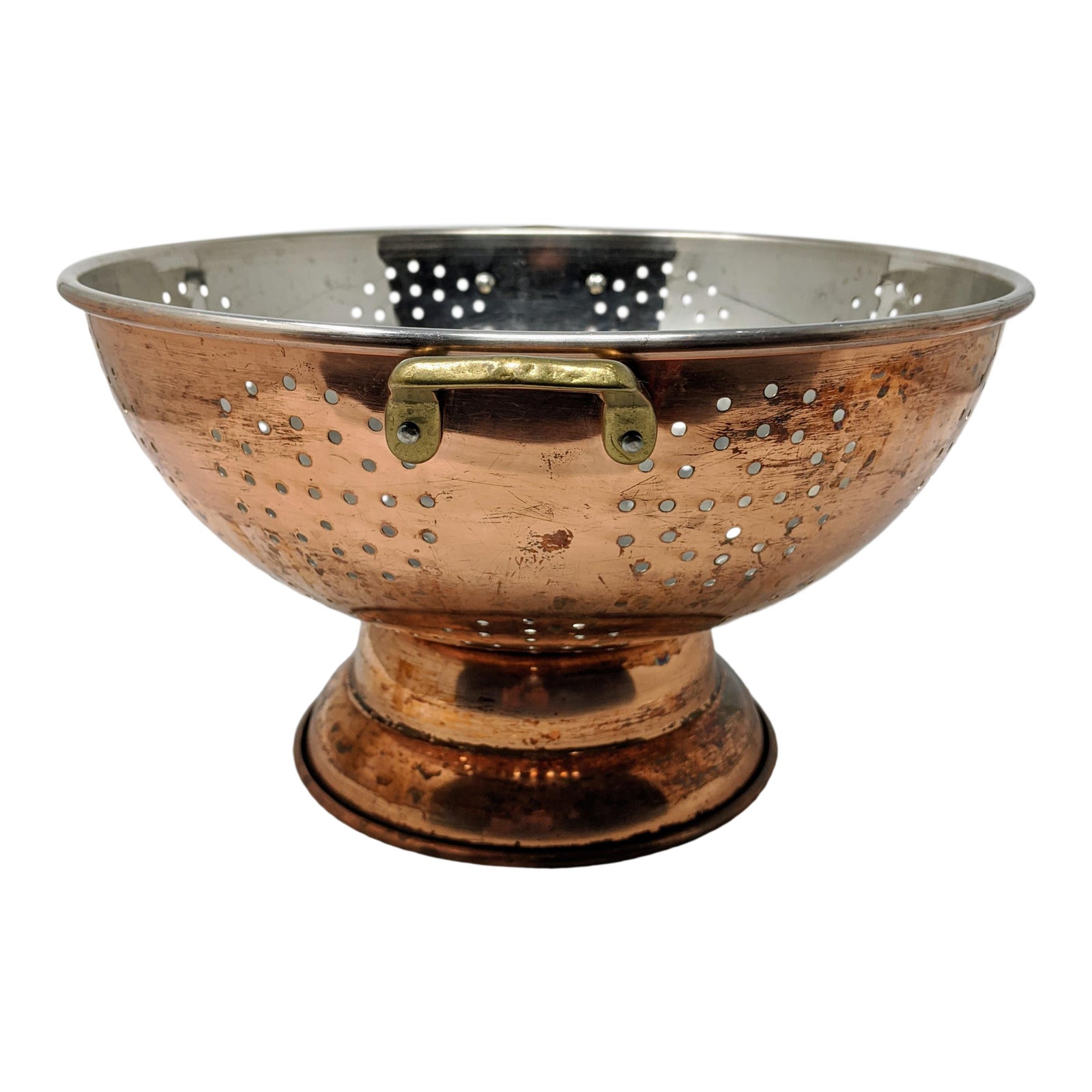 Vintage Copper Colander With Brass Handles | Chairish