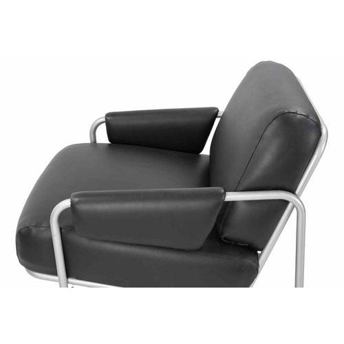 1970s Armchairs in Steel and Black Skai by Guido Faleschini, Italy, 1970s, Set of 2 For Sale - Image 5 of 8