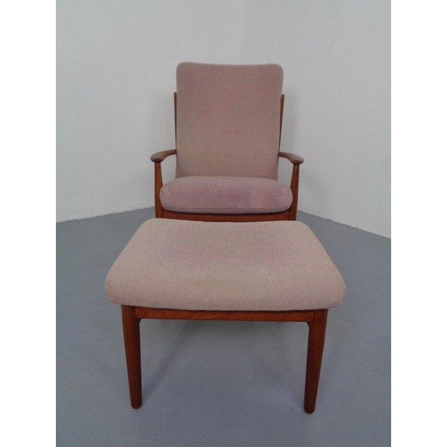 Set of Teak High-Back Chair and Ottoman by Grete Jalk for France & Son, Denmark, 1960s For Sale - Image 6 of 18