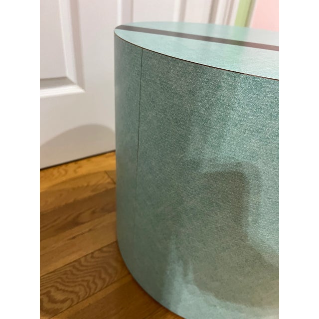 Mid-Century Modern 1980 Teal Blue Formica Medium Tall Pedestal For Sale - Image 3 of 7