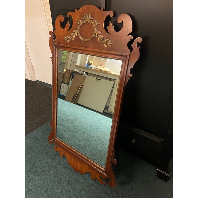 Chippendale 1940s Kindel Grand Rapids Chippendale Mahogany Mirror Oxford No. 160-62 For Sale - Image 3 of 8