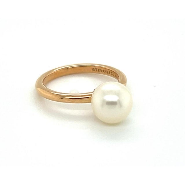 Contemporary Mid 20th Century Tiffany & Co. Hard Wear Pearl 18k Rose Gold Ring Size 5 For Sale - Image 3 of 5