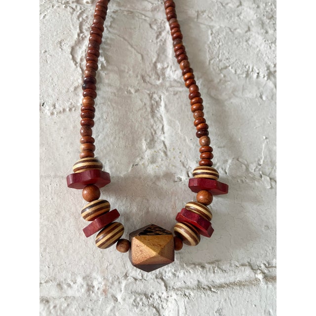 Wood 1970s Vintage Mid-Century Modern Chunky Wooden Boho Necklace For Sale - Image 7 of 8