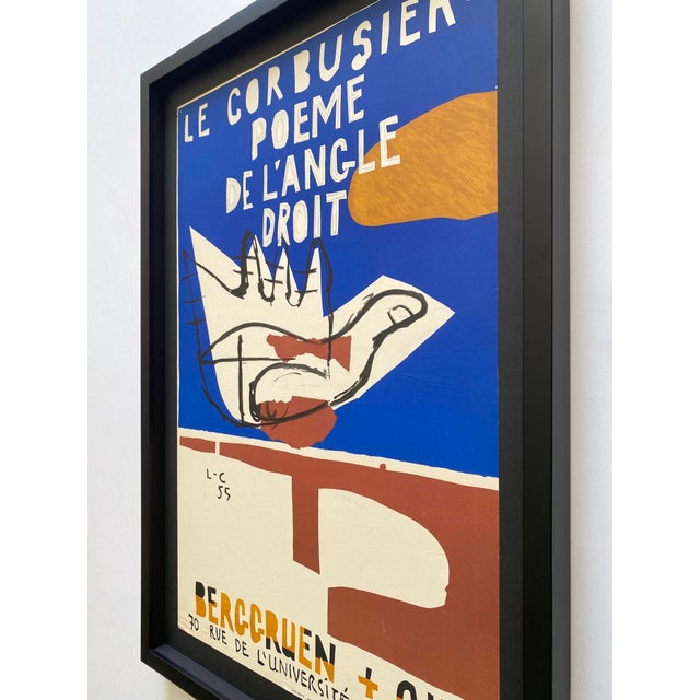 Le Corbusier Vintage 1955 Mid Century Modernist Mourlot Fine Art Lithograph Print " Poeme De l'Angle Droit " Framed Paris Exhibition Poster For Sale - Image 14 of 15