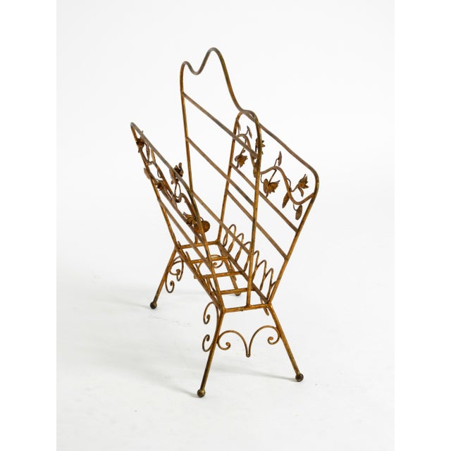 Metal Mid-Century Modern Newspaper and Magazine Rack with Gilded Metal Frame, 1950s For Sale - Image 7 of 18