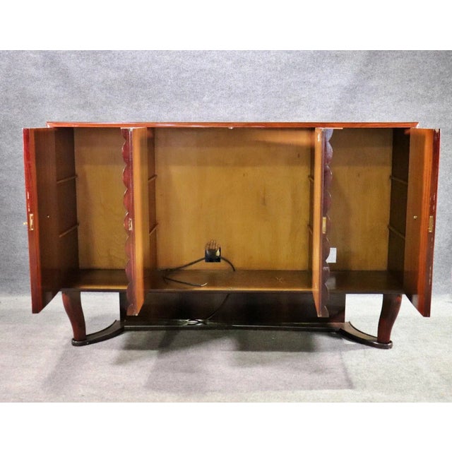 Gio Ponti Gorgeous Gio Ponti Style Parchment and Rosewood Liquor Bar Sideboard For Sale - Image 4 of 11