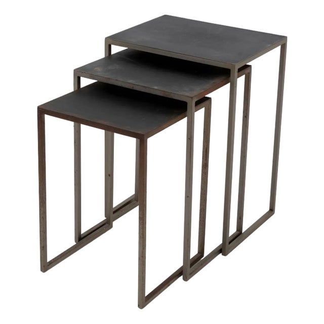 Modern Wrought Iron Nesting Tables, 3 For Sale