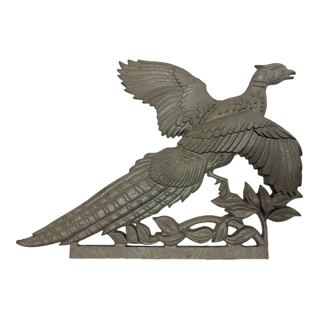 Mid Century Cast Aluminum Silvertone Flying Pheasant Wall Sculpture For Sale