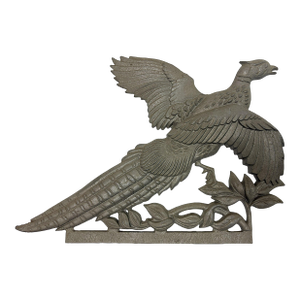 Mid Century Cast Aluminum Silvertone Flying Pheasant Wall Sculpture
