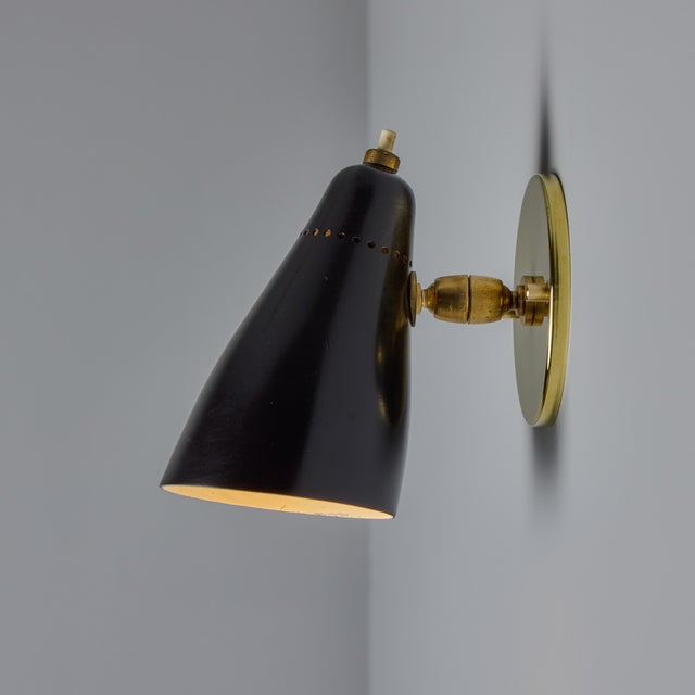 1950s Giuseppe Ostuni Model #101 Black Articulating Sconces for O-Luce, Unmarked - A Pair For Sale - Image 10 of 12