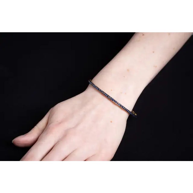1990s 1990s 18k Gold Vermeil Sapphire Bangles For Sale - Image 5 of 5