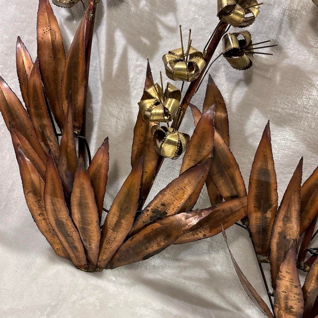 VTG Curtis Jere Rare Agave Welded Brass & Copper Brutalist Sculpture 32x24x3 For Sale In Chicago - Image 6 of 12