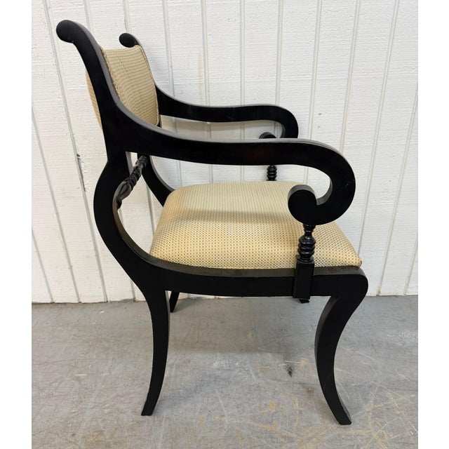 1970s Vintage Regency Style Black Lacquered Dining Chairs - Set of 6 For Sale - Image 5 of 7