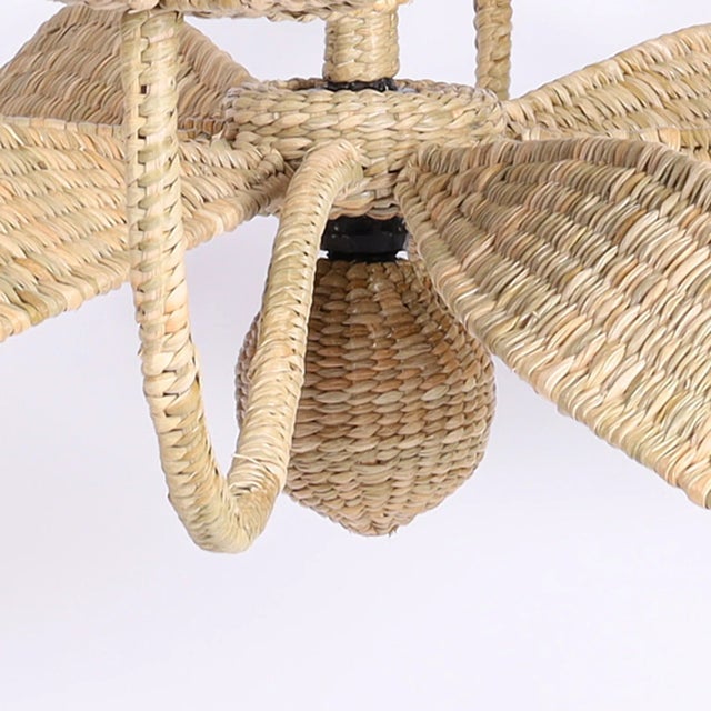 Early 21st Century The Lola Wicker Palm Leaf Chandelier From the Fs Flores Collection For Sale - Image 5 of 7