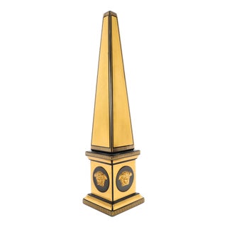 Vintage Golden Porcelain Medusa Obelisk Versace for Rosenthal, 20th Century For Sale
