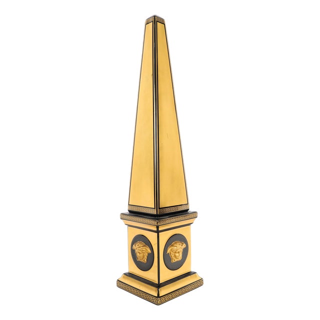 Vintage Golden Porcelain Medusa Obelisk Versace for Rosenthal, 20th Century For Sale