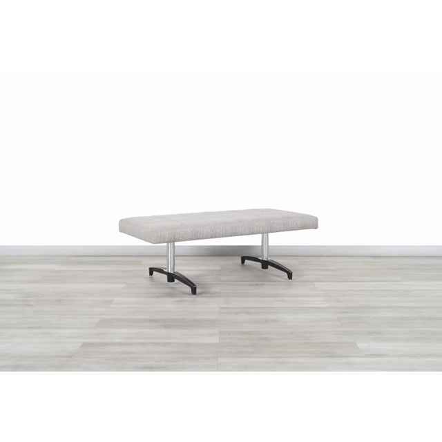 Mid-Century Modern Chrome Bench With Rosewood Inlay, 1970s For Sale - Image 4 of 10