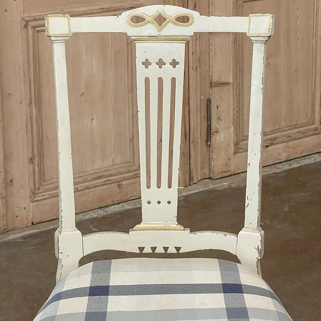 Set of 6 Antique Swedish Gustavian Painted Dining Chairs Includes 2 Armchairs For Sale - Image 13 of 18
