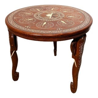 Indian Round Side Table in Wood For Sale