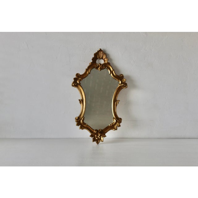 Italian Rococo Giltwood Style Wall Mirror Carved Scrollwork Frame Vintage For Sale - Image 4 of 14