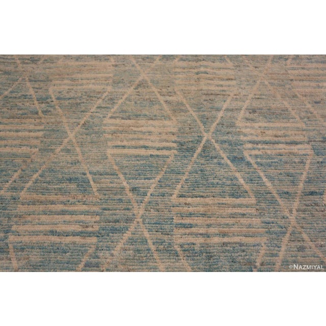 Nazmiyal Collection Large Washed Out Sky Blue Tribal Contemporary Area Rug For Sale In New York - Image 6 of 7