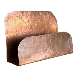 Vintage Handcrafted Hammered Copper Letter or Napkin Holder For Sale