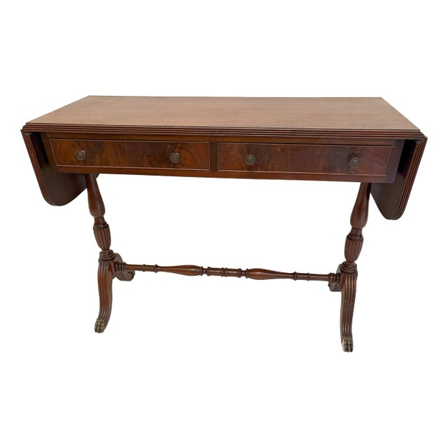 Vintage English Regency Drop Leaf Mahogany Console/ Sofa Table For Sale