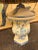 Yellow Vintage Chinoiserie Tole Table Lamp With Wicker Shade For Sale - Image 8 of 11