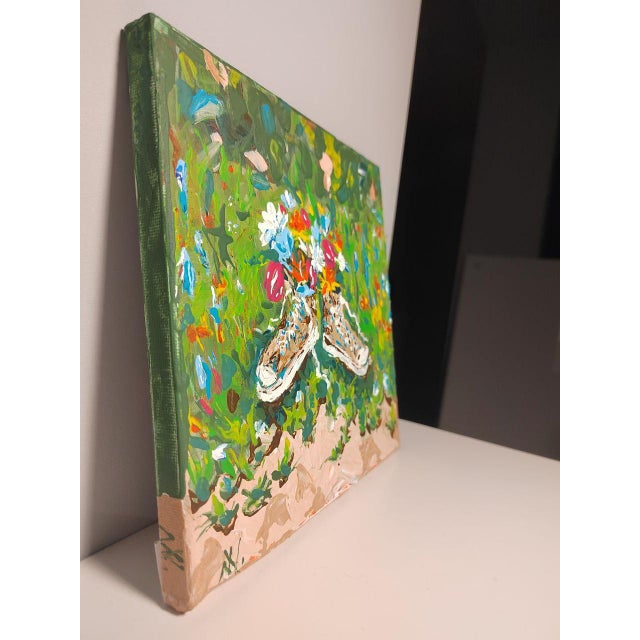 Early 21st Century Natalia Vypritskaia, Barefoot on the Grass, Acrylic on Canvas For Sale - Image 5 of 7