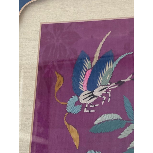 Antique Qing Dynasty Silk Embroidered Textile Framed For Sale - Image 10 of 13