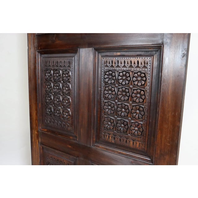 Wood Handmade and Handcarved Sliding Door Panel, Nuristan, Afghanistan, 1920s For Sale - Image 7 of 11
