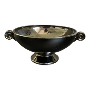 Black Milk Glass Bowl With Swirl Handles