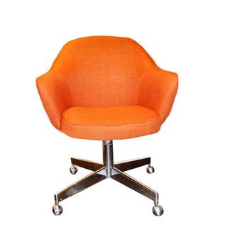 Orange Linen Saarinen-Style Office Chair For Sale