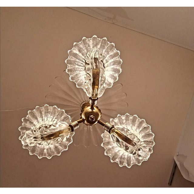 Vintage Cristallo Collection Murano Glass Ceiling Light from Barovier & Toso, 1930s For Sale - Image 4 of 13