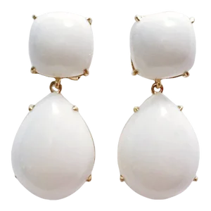 Christina Addison Yellow Gold Pear Drop Earring With White Jade