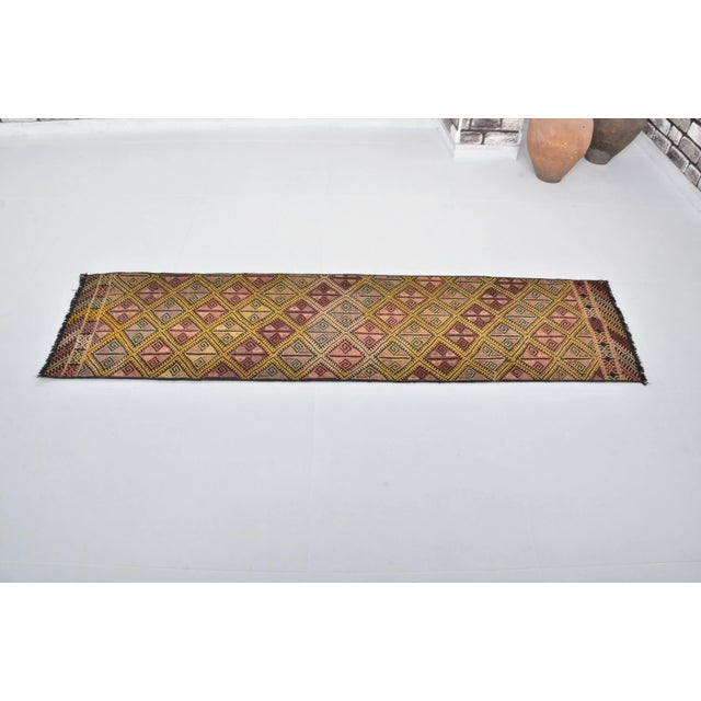 1960s Handmade Custom Organic Wool Cicim Kilim Runner For Sale - Image 11 of 11
