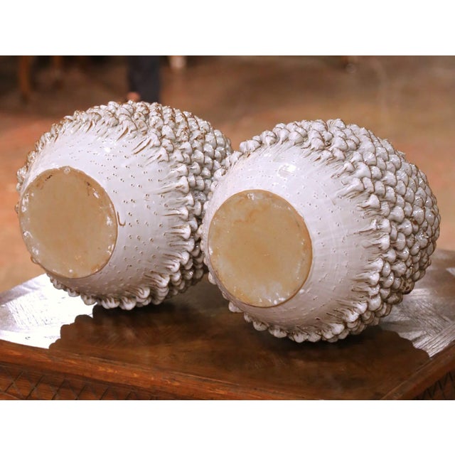 Pair of Contemporary French Ceramic Vases With Mushroom-Inspired Organic Relief For Sale - Image 9 of 9