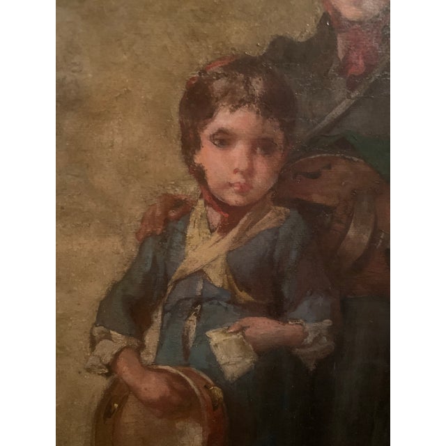 Late 19th Century François Reynaud, Street Musicians, Mother and Child, Original Oil on Canvas. Antique., Framed For Sale - Image 4 of 5