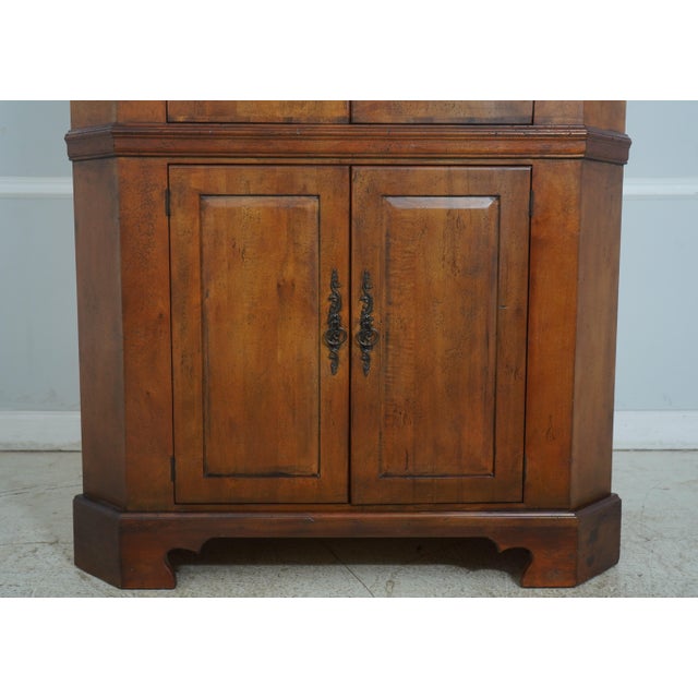 Brown Habersham Country 4 Door Corner Cupboard Cabinet For Sale - Image 8 of 12