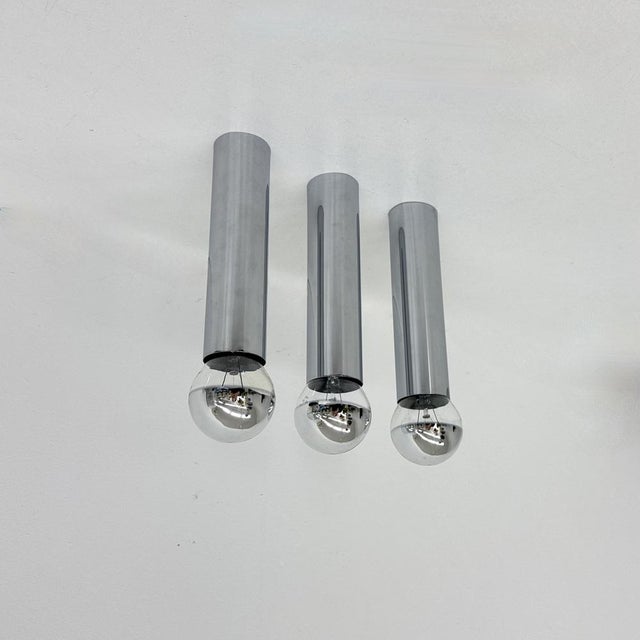1970s Minimalist Chrome Tube Wall Lamps, 1970s, Set of 3 For Sale - Image 5 of 18