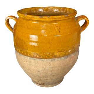 French Confit Pot With Yellow Glaze From the 19th Century #8863 For Sale