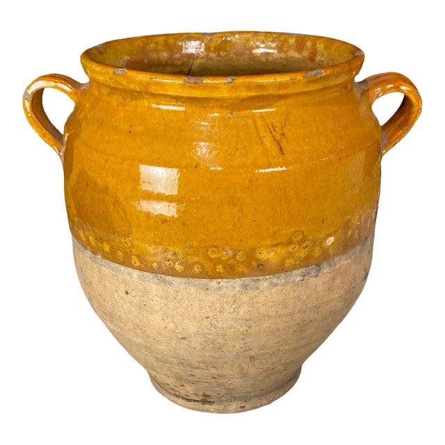French Confit Pot With Yellow Glaze From the 19th Century #8863 For Sale