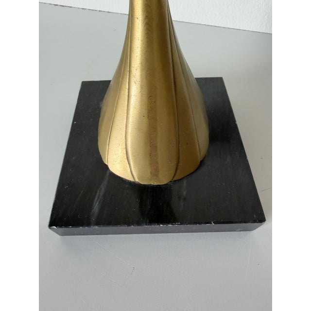 1980s Art Deco Style Brass Bird Sculpture on Black Marble Base For Sale - Image 9 of 12