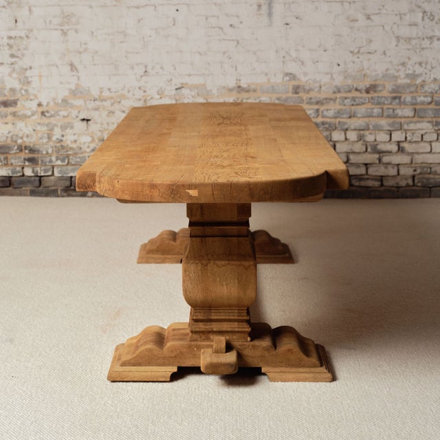 French Early 20th Century French Oak Trestle Table For Sale - Image 3 of 6